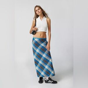 Urban Outfitters Blue and Brown Maxi Pencil Skirt